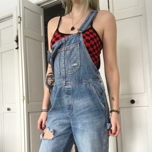 BDG distressed denim overalls
